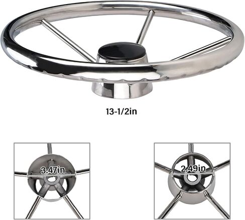 NovelBee 5-Spoke 13-1/2 Inch Destroyer Style Stainless Boat Steering Wheel for Marine,Yacht (Without Knob) in Saudi Arabia
