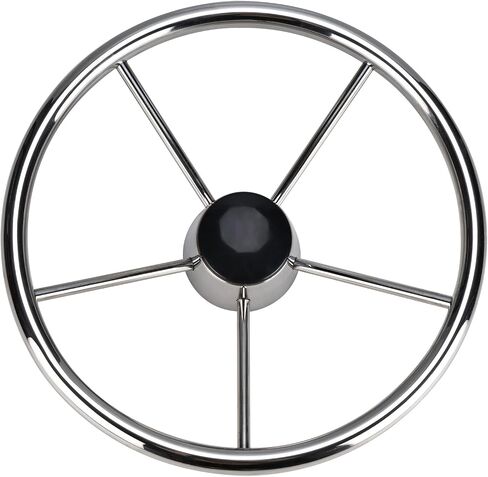 NovelBee 5-Spoke 13-1/2 Inch Destroyer Style Stainless Boat Steering Wheel for Marine,Yacht (Without Knob) in Saudi Arabia