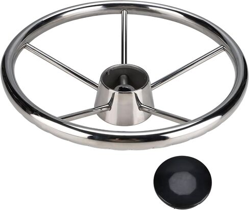 NovelBee 5-Spoke 13-1/2 Inch Destroyer Style Stainless Boat Steering Wheel for Marine,Yacht (Without Knob) in Saudi Arabia
