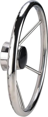 NovelBee 5-Spoke 13-1/2 Inch Destroyer Style Stainless Boat Steering Wheel for Marine,Yacht (Without Knob) in Saudi Arabia