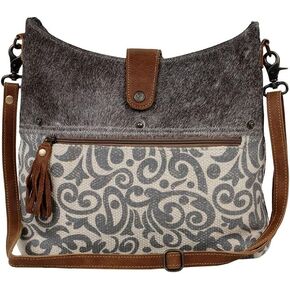 The Gypsy Upcycled Canvas and Genuine Hair-On Cowhide Leather female Tote Bag in Kuwait