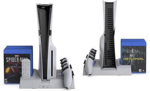 ينطبق على حامل PS5/Slim/Pro ومحطة التبريد مع محطة شحن وحدة تحكم RGB لوحدة تحكم PlayStation 5، وشاحن وحدة التحكم، وحامل التبريد، ومجموعة ملحقات PS5/Slim/Pro in Kuwait
