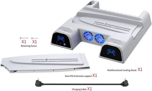 ينطبق على حامل PS5/Slim/Pro ومحطة التبريد مع محطة شحن وحدة تحكم RGB لوحدة تحكم PlayStation 5، وشاحن وحدة التحكم، وحامل التبريد، ومجموعة ملحقات PS5/Slim/Pro in Kuwait