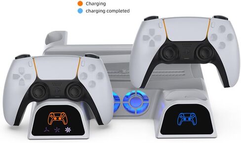 ينطبق على حامل PS5/Slim/Pro ومحطة التبريد مع محطة شحن وحدة تحكم RGB لوحدة تحكم PlayStation 5، وشاحن وحدة التحكم، وحامل التبريد، ومجموعة ملحقات PS5/Slim/Pro in Kuwait