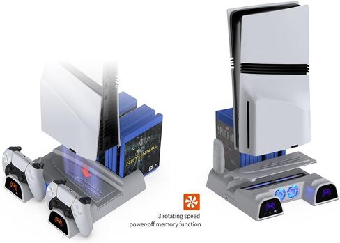 ينطبق على حامل PS5/Slim/Pro ومحطة التبريد مع محطة شحن وحدة تحكم RGB لوحدة تحكم PlayStation 5، وشاحن وحدة التحكم، وحامل التبريد، ومجموعة ملحقات PS5/Slim/Pro in Kuwait