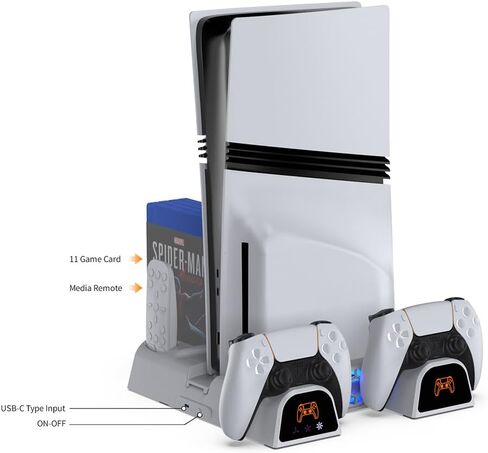 ينطبق على حامل PS5/Slim/Pro ومحطة التبريد مع محطة شحن وحدة تحكم RGB لوحدة تحكم PlayStation 5، وشاحن وحدة التحكم، وحامل التبريد، ومجموعة ملحقات PS5/Slim/Pro in Kuwait