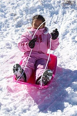 Slippery Racer Downhill Sprinter Flexible Kids Toddler Plastic Cold-Resistant Toboggan Snow Sled with Pull Rope and Handles -35 Inch (Pink, 2) in Saudi Arabia