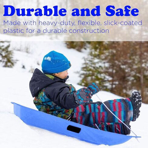 Slippery Racer Downhill Sprinter Flexible Kids Toddler Plastic Cold-Resistant Toboggan Snow Sled with Pull Rope and Handles -35 Inch (Pink, 2) in Saudi Arabia