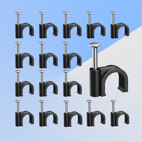 100Pcs Black Cable Clips, 8mm Nail-in Wire Clips for Coax/Ethernet/Speaker Cords – Cable Organizer in Saudi Arabia