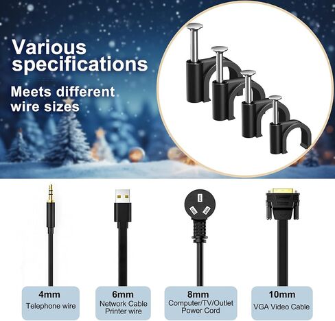 100Pcs Black Cable Clips, 8mm Nail-in Wire Clips for Coax/Ethernet/Speaker Cords – Cable Organizer in Saudi Arabia