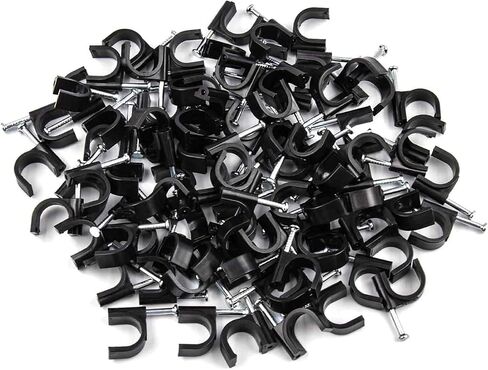 100Pcs Black Cable Clips, 8mm Nail-in Wire Clips for Coax/Ethernet/Speaker Cords – Cable Organizer in Saudi Arabia