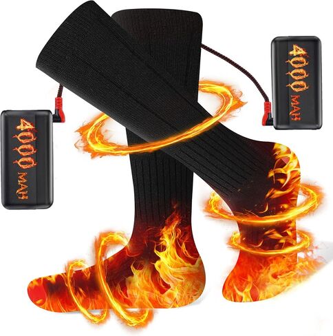 Heated Socks for Men Women, Foot Warmer with Rechargeable Battery Powered, 3Levels Temperatures Setting,Thermal Heating Electric Socksfor Winter Outdoor Sports, Camping, Hunting, Hiking, Walking in Kuwait