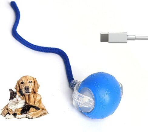لعبة لعبة Cat & Dog التلقائية ، لعبة الحيوانات الأليفة المنشطة بالحركة مع مصابيح LED وأصوات الطيور ، لعبة المتداول القابلة لإعادة الشحن للقطط الداخلية ، القطط والكلاب الصغيرة ، لعبة الإثراء الذكية ، الأزرق in Kuwait
