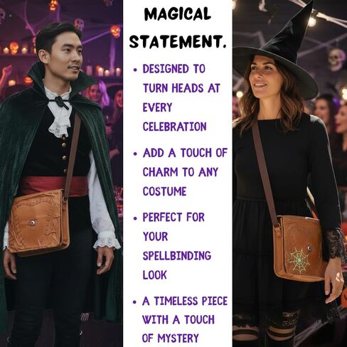 حقيبة جلدية من Hocus pocus للرجال والنساء - حقيبة يد كتف مصنوعة يدويًا ، حقيبة هالوين جلدية حقيقية in Kuwait