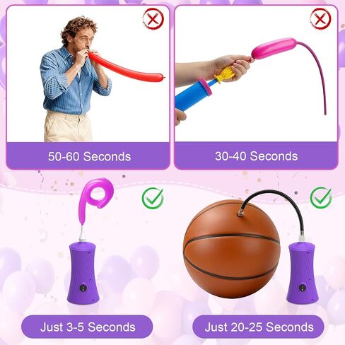 Ball Pump Electric Balloon Pumps, Balloon Pump Portable Long Animal Balloon Pump, Basketball Pump Electric Blower Machine Inflator for Party/Wedding/Birthday Decorations (Pink, 110-120V in Kuwait