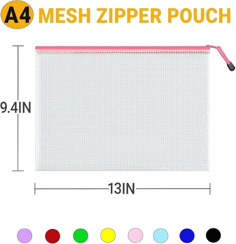 24pcs Mesh Shipper Bags Facs ، A3 16.5x12.5 بوصة كبيرة من أكياس السوستة القابلة لإعادة الاستخدام القابلة لإعادة الاستخدام. in Kuwait