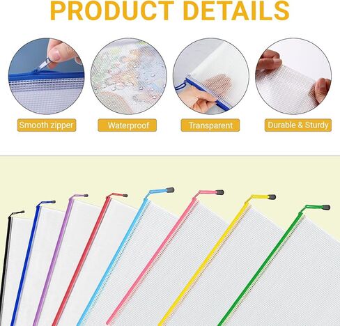 24pcs Mesh Shipper Bags Facs ، A3 16.5x12.5 بوصة كبيرة من أكياس السوستة القابلة لإعادة الاستخدام القابلة لإعادة الاستخدام. in Kuwait