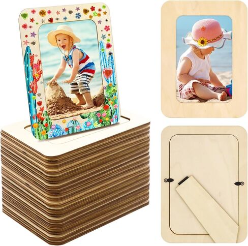 Rykomo 15 Pack Frames Wooden Picture Frames for Harps ، إطارات خشبية ل 4 × 6 صور ، إطار خشبي غير مكتمل للطلاء ، الملصقات ، مشاريع فنية DIY ، تزيين in Kuwait