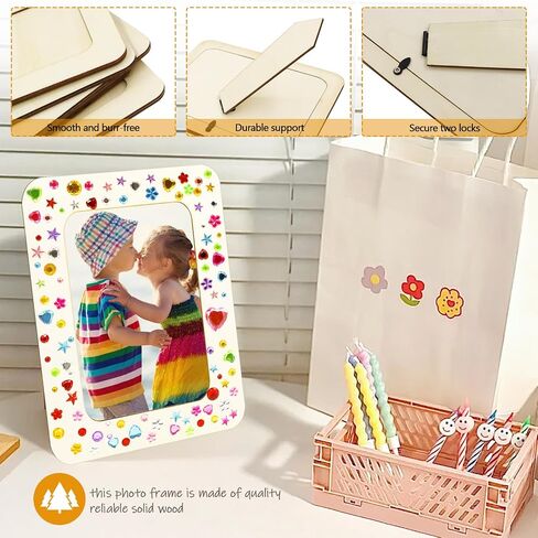 Rykomo 15 Pack Frames Wooden Picture Frames for Harps ، إطارات خشبية ل 4 × 6 صور ، إطار خشبي غير مكتمل للطلاء ، الملصقات ، مشاريع فنية DIY ، تزيين in Kuwait