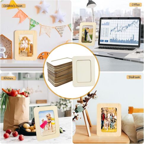 Rykomo 15 Pack Frames Wooden Picture Frames for Harps ، إطارات خشبية ل 4 × 6 صور ، إطار خشبي غير مكتمل للطلاء ، الملصقات ، مشاريع فنية DIY ، تزيين in Kuwait