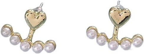 New Pearl Heart Stud Earrings Gold Color Metal Studs Women Small Earrings Temperamental Two in One Earrings bijoux Femme (Color : ES3507) in Saudi Arabia