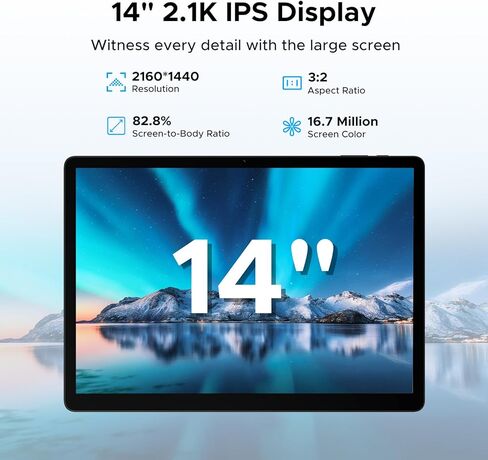 DOOGEE Tab E3 Max 14 Inch Tablet,Android 15 Tablet 13500mAh Large Battery,MTK G100 Octa-Core Gaming Tablets with Gemini AI,32GB+256GB (2TB TF),2160x1440 Display,4G LTE,16MP,5G WiFi/GPS/GMS/4 Speakers in Kuwait