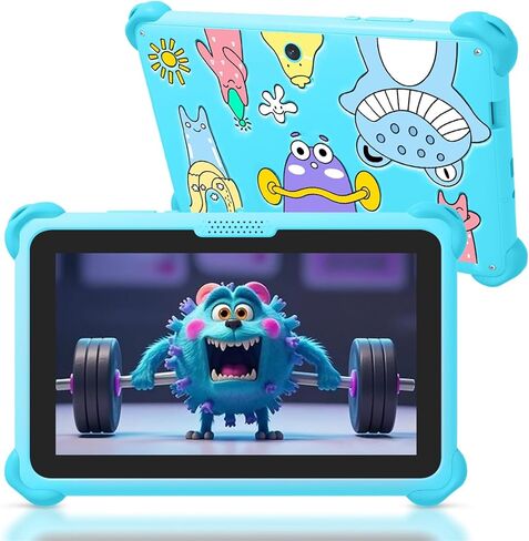 تابلت للأطفال مقاس 7 بوصات للأطفال، تابلت أندرويد للأطفال بسعة 32 جيجابايت مع حافظة متضمنة، واي فاي، بلوتوث، شاشة IPS، مراقبة الوالدين، أقراص تعليمية للأطفال من GMS للأولاد والبنات (أزرق) in Kuwait