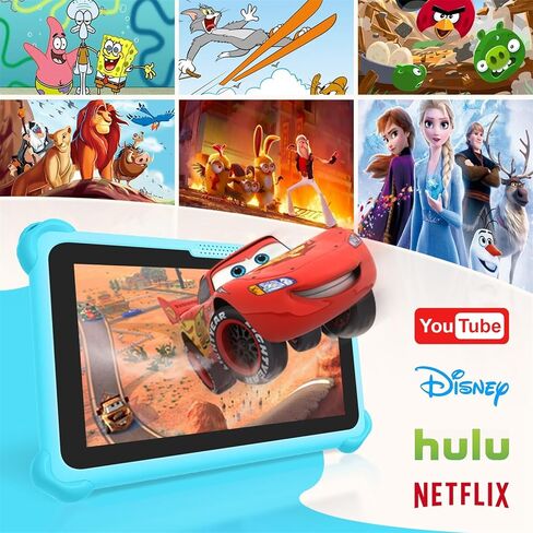 تابلت للأطفال مقاس 7 بوصات للأطفال، تابلت أندرويد للأطفال بسعة 32 جيجابايت مع حافظة متضمنة، واي فاي، بلوتوث، شاشة IPS، مراقبة الوالدين، أقراص تعليمية للأطفال من GMS للأولاد والبنات (أزرق) in Kuwait