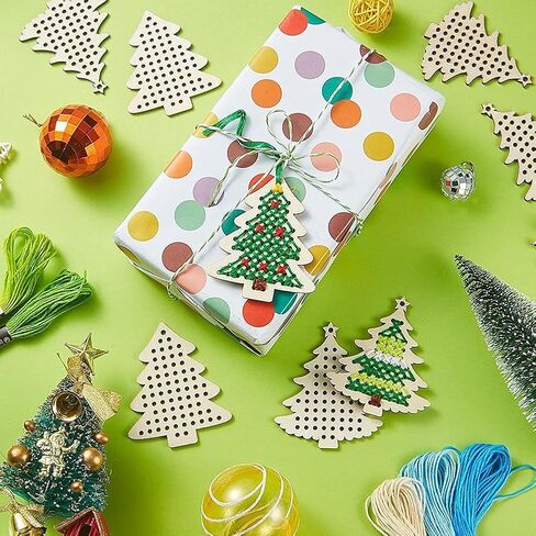 SUNNYCLUE DIY 12 Sets Wood Cross Stitch Kits Christmas Wooden Ornaments Wood Snowflake Xmas Tree Star Reindeer Winter Hanging Decorations Cross Stitch Kit for Beginners Starter Adults Gifts Holiday in Saudi Arabia