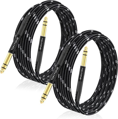 1/4 Inch TRS Cable 2-Pack 6.6FT, Quarter Inch 6.35mm Balanced Stereo Audio Cable, 1/4 to 1/4 Guitar Cables for Electric Guitar Bass Keyboard Mixer in Saudi Arabia