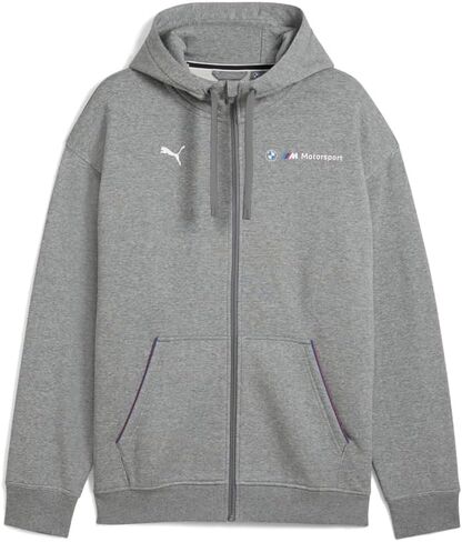 PUMA - جاكيت BMW MMS بغطاء للرأس بسحاب كامل للرجال، اللون رمادي متوسط ​​منقط، المقاس: كبير in Kuwait