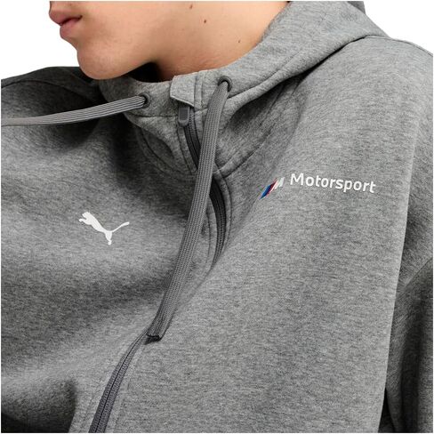 PUMA - جاكيت BMW MMS بغطاء للرأس بسحاب كامل للرجال، اللون رمادي متوسط ​​منقط، المقاس: كبير in Kuwait