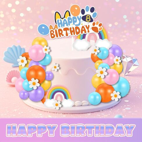 43Pcs Blue Dog Birthday Decorations,Blue Dog Party Decorations Cake Topper,Cartoon Kids Birthday Cupcake toppers Decor(Number 3) in Saudi Arabia