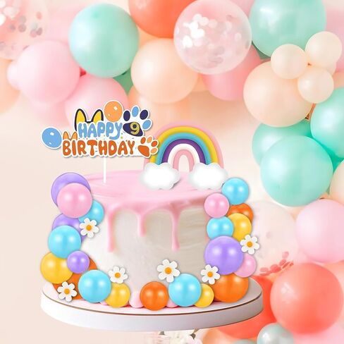 43Pcs Blue Dog Birthday Decorations,Blue Dog Party Decorations Cake Topper,Cartoon Kids Birthday Cupcake toppers Decor(Number 3) in Saudi Arabia