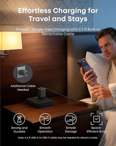 Anker Nano Retractable USB C Charger Block, Compact 35W Phone Charger in Kuwait