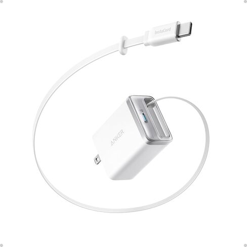 Anker Nano USB C Charger Block, 35W Max 2-Port Compact Charger with Durable Built-in Anker InstaCord Retractable Cable, with iPhone 17/16/15 Series, iPad, and More(Black,Non-Battery) in Saudi Arabia