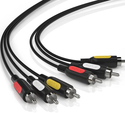 كابل VTOP 3ft Triple RCA AV - كابل فيديو مركب وصوت ستيريو مع 3 موصلات RCA مرمزة بالألوان للتلفزيون وأقراص DVD وجهاز العرض وأنظمة الألعاب القديمة (RCA01) in Saudi Arabia