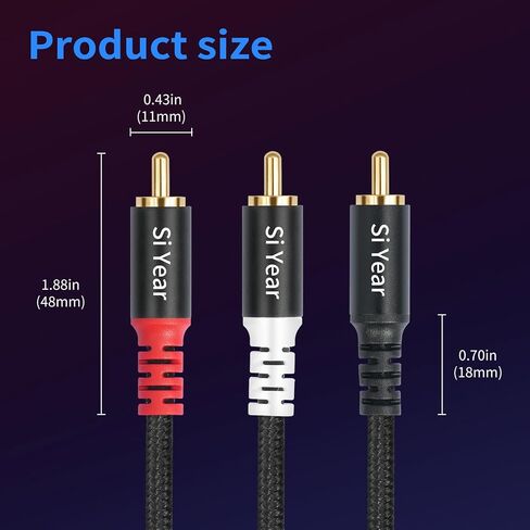 SiYear RCA Y Splitter Cable, 1 Male to 2 Male RCA Adapter Audio Cables,Subwoofer Cable for Amplifiers/TV/subs/amps/Hi-Fis/Home Theater/receivers(1M/2PACK) in Saudi Arabia