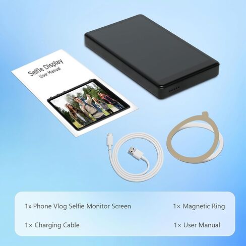 لشاشة Magsafe Selfie، شاشة شاشة لأجهزة iPhone وAndroid - مكبر صوت مدمج، شاشة سيلفي مغناطيسية بدقة 4K 60 إطارًا في الثانية، شاشة كاميرا خلفية لاسلكية، زر غالق بلوتوث مدمج in Kuwait