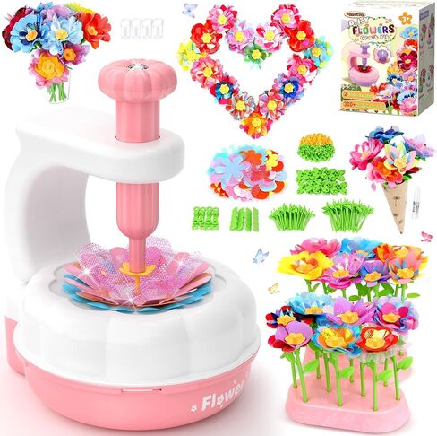 PERRYHOME Fabric Flower Bouquets Toys, 300+ Pcs DIY Flower Crafts for Kids, 2 Gameplays Educational Arts & Crafts Toy, Thanksgiving Birthday and Christmas Gift for 3 4 5 6 7 8 Years Toddler Girl in Saudi Arabia