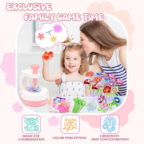 PERRYHOME Fabric Flower Bouquets Toys, 300+ Pcs DIY Flower Crafts for Kids, 2 Gameplays Educational Arts & Crafts Toy, Thanksgiving Birthday and Christmas Gift for 3 4 5 6 7 8 Years Toddler Girl in Saudi Arabia