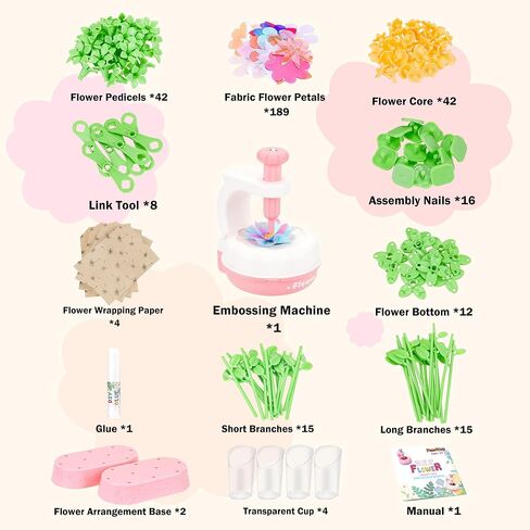 PERRYHOME Fabric Flower Bouquets Toys, 300+ Pcs DIY Flower Crafts for Kids, 2 Gameplays Educational Arts & Crafts Toy, Thanksgiving Birthday and Christmas Gift for 3 4 5 6 7 8 Years Toddler Girl in Saudi Arabia