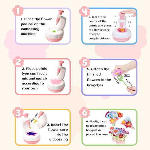 PERRYHOME Fabric Flower Bouquets Toys, 300+ Pcs DIY Flower Crafts for Kids, 2 Gameplays Educational Arts & Crafts Toy, Thanksgiving Birthday and Christmas Gift for 3 4 5 6 7 8 Years Toddler Girl in Saudi Arabia
