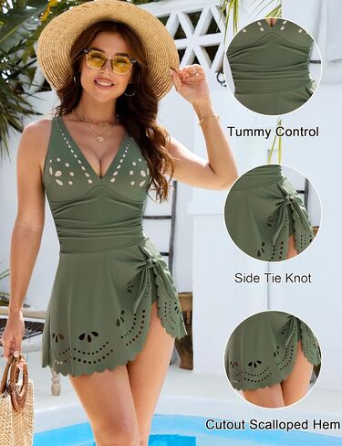 Blooming Jelly Womens Swim Dress One Piece Tummy Control Swimsuits Slimming Full Coverage Bathing Suit in Saudi Arabia