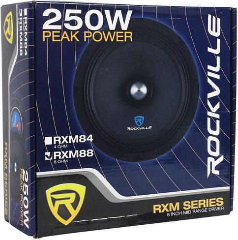 Rockville (6) RXM88 8" 500w 8 Ohm Mid-Range Drivers Speakers, Made w/Kevlar Cone in Saudi Arabia