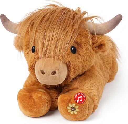Highland Cow Stuffed Animals with Mooing Sound, Adorable Fluffy Plush Stuffed Animal Highland Cattle, Cute Soft Plushie Highland Cow Toys for Kids Adults & Children Boys Girls Gifts, 15 Inches in Saudi Arabia
