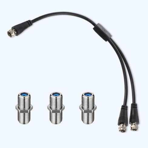مقسم محوري، مقسم كابل Rg6 من النوع F، 3 طرق للإنترنت والتلفزيون، مجمع مقسمات 75 أوم F ذكر إلى F كابل ذكر مزدوج 30 سم (12 بوصة) من النوع Y (مع محول أنثى من النوع F 3 قطع) in Saudi Arabia