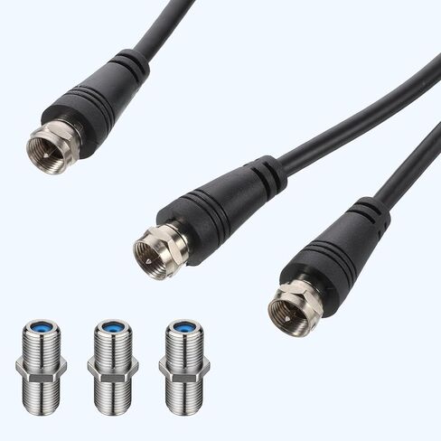 مقسم محوري، مقسم كابل Rg6 من النوع F، 3 طرق للإنترنت والتلفزيون، مجمع مقسمات 75 أوم F ذكر إلى F كابل ذكر مزدوج 30 سم (12 بوصة) من النوع Y (مع محول أنثى من النوع F 3 قطع) in Saudi Arabia