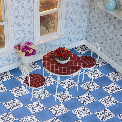 Shinyrelief 120 PCS Dollhouse Floor Tiles Dollhouse Flooring 1 12 Scale 1 6 Detal Doll House Wallpaper Peel and Stick Miniature Bricks Platpet Double -Side Plate for Flor Accessories in Saudi Arabia
