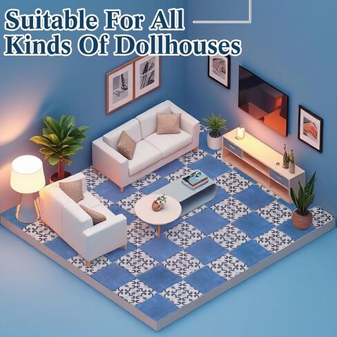 Shinyrelief 120 PCS Dollhouse Floor Tiles Dollhouse Flooring 1 12 Scale 1 6 Detal Doll House Wallpaper Peel and Stick Miniature Bricks Platpet Double -Side Plate for Flor Accessories in Saudi Arabia
